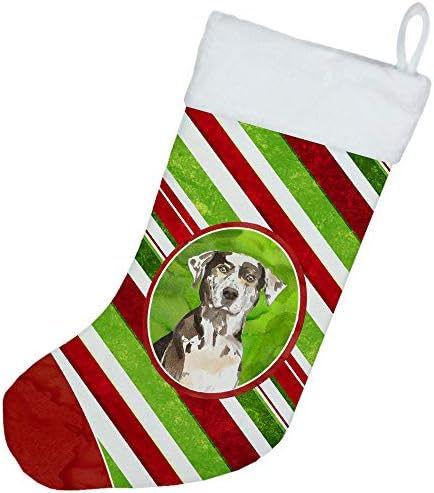 Богатства на Каролина CK4100CS Катахула леопард куче Божиќни бонбони ленти Божиќно порибување, камин што виси чорапи Божиќна сезона забава Декорации за семејни празн?