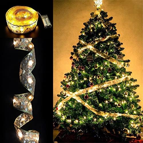 Зачудувачки панделка за украси за украси за завеси за завеси, светилки за ламби предводена прозорец дома украс Божиќни светла жица предводена