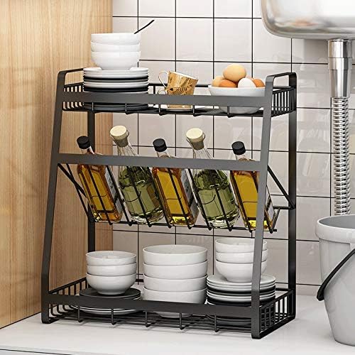 Jahh Creative Seasorting Rack Chintay Storage Rack Black 3-слој сос шише за сезонски решетки