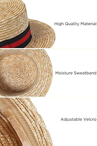 Babyond Women Men Bream Boat Boater Hat 1920 -тите Гетсби слама капа од 20 -ти додаток за костуми