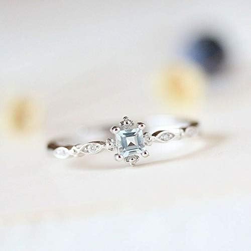 Исклучителна едноставна 925 сребрена бела сафир Мала тенка опашка прстен Свадба накит за добротворни цели