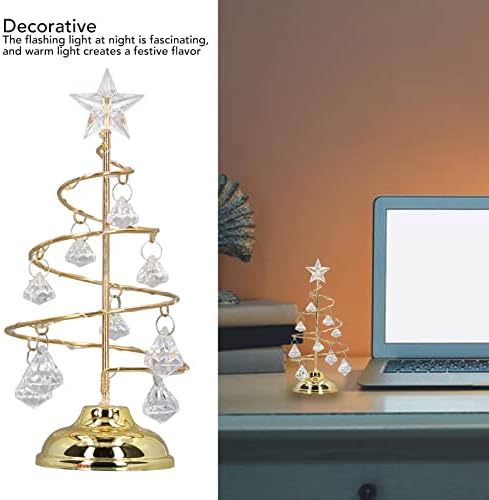 LED кристално новогодишно дрво, божиќно позлатено железо дрво LED осветлена кристална елка Кристална маса украс ноќна светлина, предводена