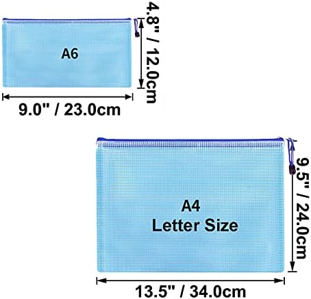Мука 10 ПАРЧИЊА А4/А6 Мрежеста Торбичка Со Патент Торбичка, Водоотпорни Папки Со Поштенски Датотеки За Канцелариски Материјали-Сино-А4