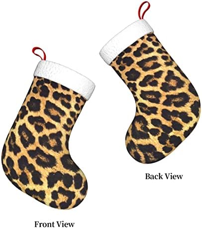 AABSTBFM леопард печати Божиќни чорапи камин што виси чорапи за семејна Божиќна декорација празнична сезона на забава