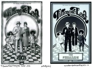 Filmore East 1971 Program Cover Cover Poster + Concept Sketch Artist Print Print Hand-потпишан од познатиот илустратор Дејвид Едвард