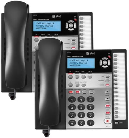 AT&T 1070 CORDED телефон, црна/сребрена, 2 пакет на слушалки