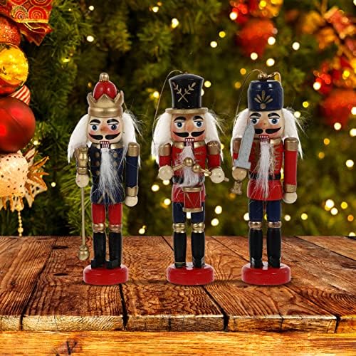 Cabilock 6pcs Смешни Божиќни оревици фигури Декорации дрвени крал и војник оревчери за Божиќни партии за Божиќни партии за Божиќни партии