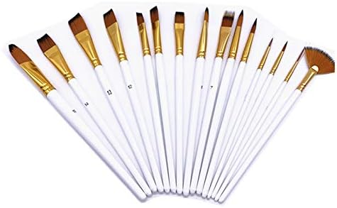 Wxbdd 15pcs уметник за сликање четка за четки поставени дрвени рачки бои четки за коса со бесплатна сликарска боја боја акрилици масло сликарство