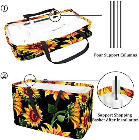 Кошар за шопинг гроздобер сончогледи за еднократно торбичка за намирници за перење, преносен пикник за пикник торбички торбички