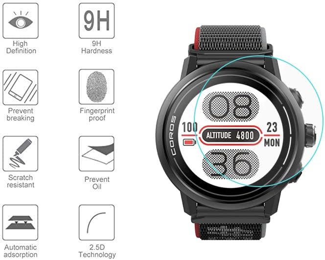 Xinhewong 3-пакет за Coros Apex 2 Заштитник на екранот калено стакло за Coros Apex 2 Smartwatch [2,5d 9H тврдост] [Анти-кора]