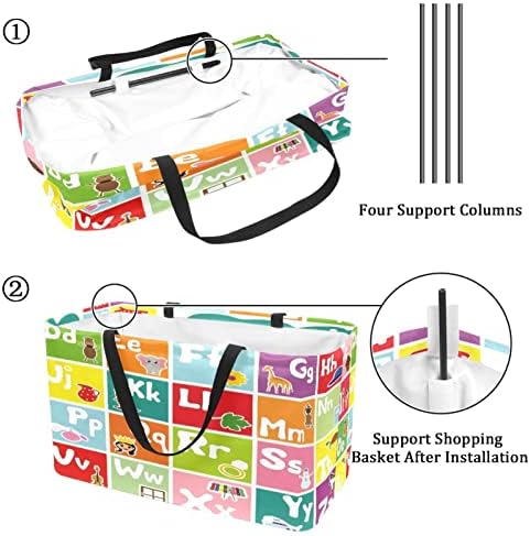 Кошар за шопинг разнобојна азбука за печење на намирници за намирници што може да се користи за намирници, преносни пикник торбички