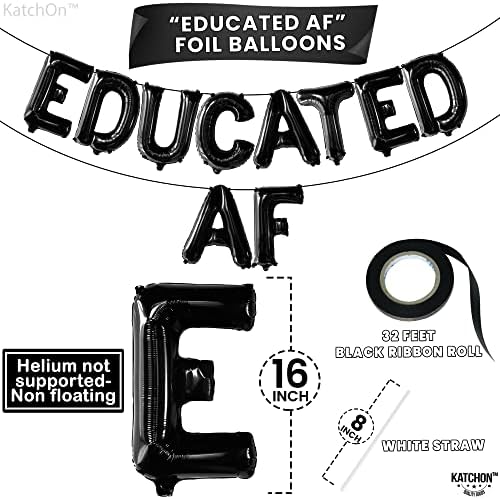 Катчон, Црн Едуциран Банер ЗА Балони АФ - 16 Инчи | Црно Образовани Украси За Забави ЗА Дипломирање АФ / Банер За Честитки За Декор За Дипломирање | Образована Класа За