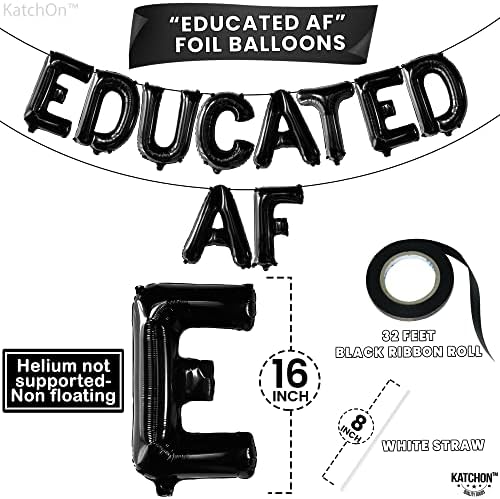 Катчон, Црн Едуциран Банер ЗА Балони АФ - 16 Инчи | Црно Образовани Украси За Забави ЗА Дипломирање АФ / Банер За Честитки За Декор За
