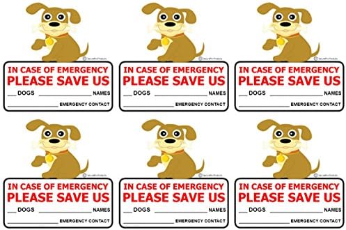 Безбедни Производи - 6 Налепници За Налепници За Спасување Миленичиња Од Кучиња, Големина-4 х 4, Во Случај На Пожар Или Вонредна Состојба, Тие Го Известуваат Спасувач?