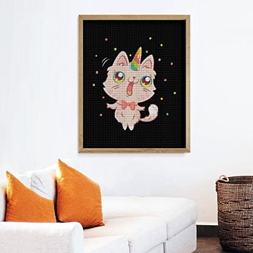 Симпатична мачка со еднорог дијамантски комплет за сликање уметност слики DIY целосна вежба Дома додатоци Возрасни подароци за домашен wallид