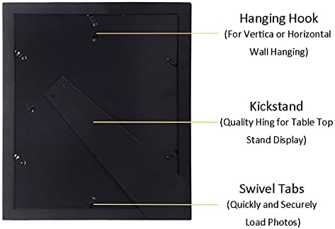 Умски 4x6 5-отворачки колаж рамка за слика црно дрво фрејмови за слики од 4x6 инчи, направен за столб за таблети и монтирање на wallидови