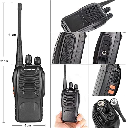 Baofeng Walkie Talkies Двонасочни радија Comunicadores 2 Pack Transceiver со слушалки со долг дострел UHF преносен преносен полнење BF-888S Интерфон за возрасни или деца на отворено безбедносн?