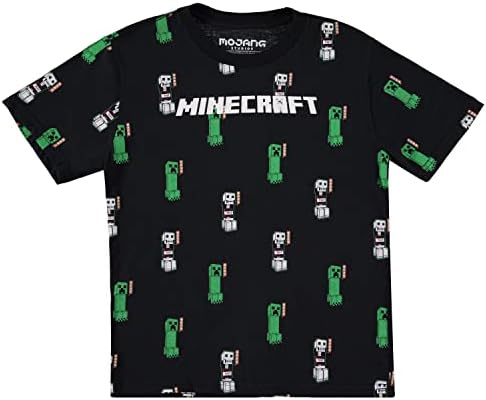 Minecraft Момчиња Видео Игра Маица-Црна И Зелена Ползавец Лице-Официјална Кошула