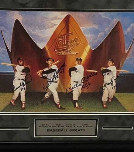 Mickey Mantle Ted Williams Yastrzemski Robinson потпишана фотографија w/натписи JSA - автограмирани фотографии од MLB