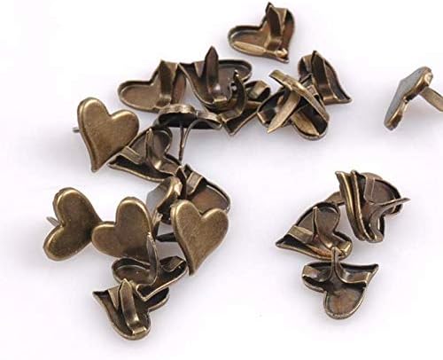 Камас 50 парчиња бронзено срце Бредс Сноп -книги за украсување на екранот Бредс метални занаети за декорација на чевли 11x10mm CP1514