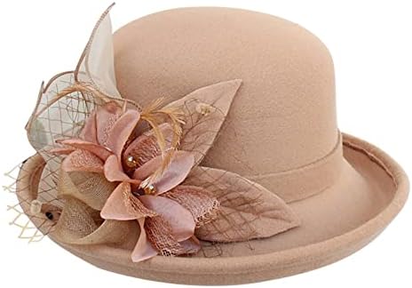 Womenените се облекуваат лак-јазол цвеќе цвеќиња Сонце капа на шешир капаче за врвни дами 1920-ти гроздобер црковна венчаница