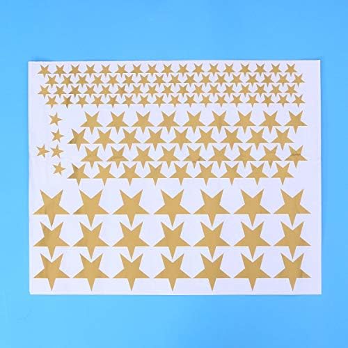 Амосфун 130 Парчиња Златни Ѕвезди Ѕидни Налепници Ѕвезди ШЕМА Самостојни Ѕидни Налепници Отстранлива Декорација На Домот Лесна За