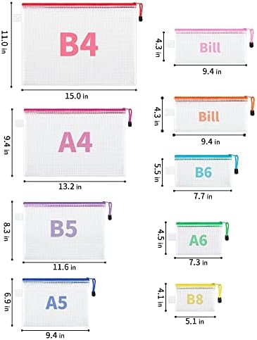 JARLINK 18 Пакет 8 Големини Патент Мрежа Торбичка, 9 Бои, Водоотпорен Патент Датотека Кеси Документ Торбичка Повеќенаменски Патни Торби