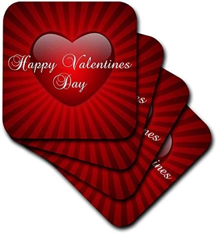 3dRose cst_164639_2 Црвено Срце Среќен Ден На Вљубените-Меки Подлоги, Сет од 8