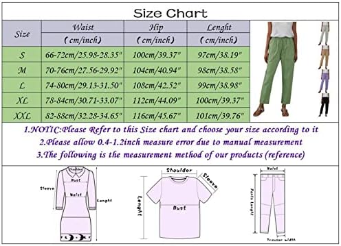 Памучни Ленени Панталони За Жени Летни Секојдневни Панталони Со Џебови Широки Врвки Цврсти Еластични Удобни Панталони За Плажа Со Висок