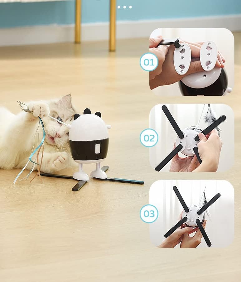 Автоматски закач за Ladumu со 3 брзина за забавна автоматска играчка за мачки за мачки уникатни за маче за миленичиња 360 ротација на мачки придружници