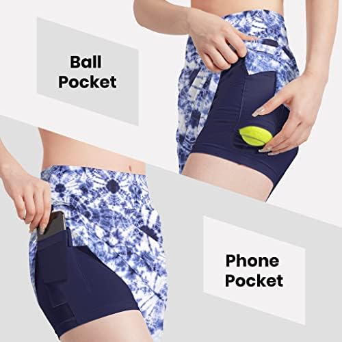 Chill · Tekенски женски колено должина Атлетски тениски здолништа Голф Скортс со шорцеви со високи половини што трчаат тренингот здолниште со џебови