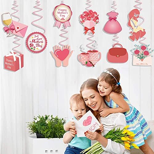 Мајки Ден Декорации 1 Среќен Ден На Мајката Банер 1 Розова Срца Венец 1 Мајки Ден Виси Вител Ви Благодариме Мајка За Забава Декор Материјали