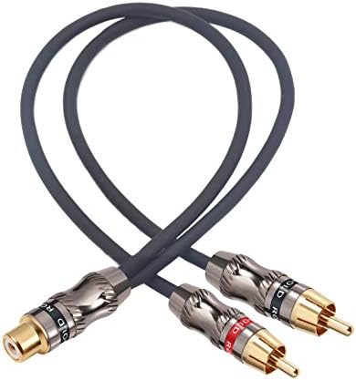 Devinal RCA/Phono Splitter Cable RCA Femaleен до двојно машко злато позлатен адаптер, стерео аудио y-cable тешка 10 “