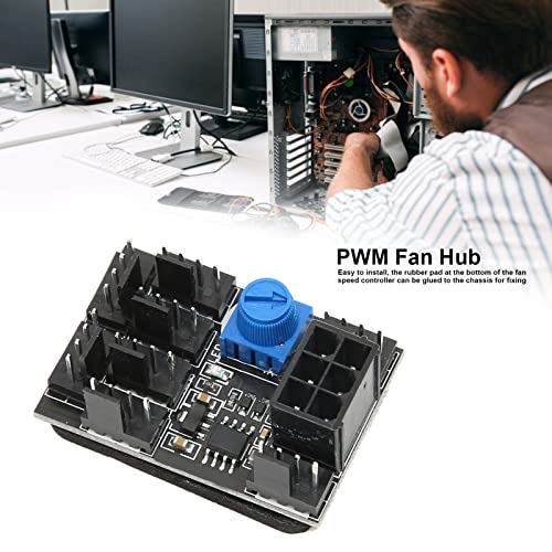 Интерфејс DC12V 6PIN PWM Fan Hub, 8 PWM Fans 17A High Power PWM Caling Fan Hub, PCB Desktop Компјутер за ладење вентилатор за ладење на вентилаторот