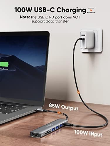 USB C Hub Multiport Адаптер, CableCreation 7-во-1 USB C HDMI Центар СО 4K 30Hz HDMI, 100W PD, 3 USB 3.0 5gbps Податоци Порти, Сд/TF Картички Читач