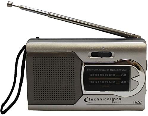 Технички PRO PROSTABLE AM FM радио звучник, рачен прирачник за радио-прирачник за батерии, прирачник за слушалки, интегриран звучник, прилагодлива антена, траен дизајн и ле?
