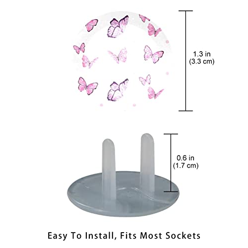 Пеперутка розов излезен приклучок опфаќа 12 пакувања - приклучоци за безбедност на бебето - издржливи и стабилни - Дете ги докажуваат