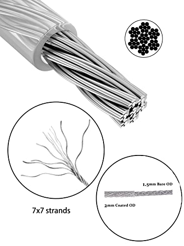 Комплет за јаже со жица Tootaci 1/16, комплет за затегнувач на жица M5 Turnbuckle за жица за кабли, кабел обложен со метален