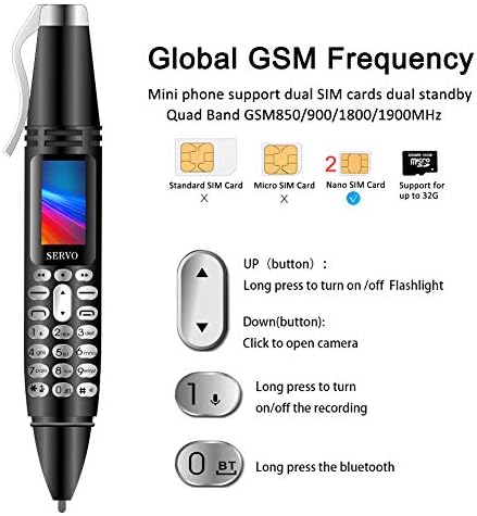 Пенка Мини мобилен телефон Bluetooth Dialer 0.96 Мал екран Поддршка за мобилен телефон GSM Dual SIM Max 32G TF картичка со фотоапарати со радио -музички музички плеер за полнење