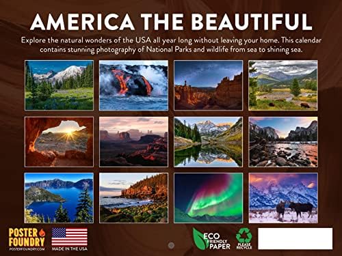 Диви Убава Америка Календар 2023 Месечен Ѕид Виси Календар Патување Природа Национален Парк Фотографија Голем Планер 24 Месеци-Целосна 2023