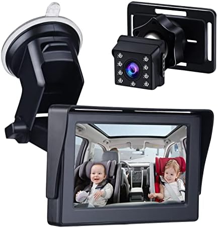 ПЕНЧЕН Бебе Автомобил Огледало 1080p 4.3 Инчен Бебе Автомобил Камера Ноќно Гледање Безбедност Автомобил Седиште Огледало Камери
