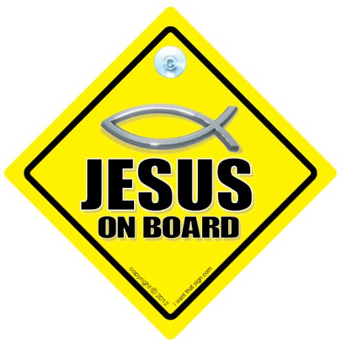 Возење iwantthatsign.com Исус на бродот, Исус на знак за автомобили, знак на Исус на одборот, знак за христијански автомобил, знак за христијански риби, знак за Христос, знак