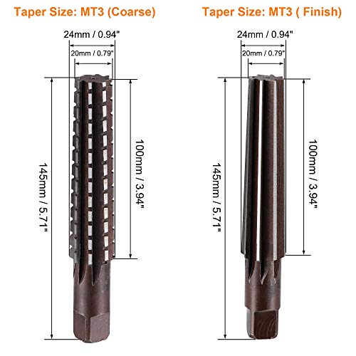 Uxcell MT3 Morse Taper Reamer Reamer Graber и Finish Set H8 Alloy Alloy Alloy Steel 8 Flutes Straight Shank Hand Reamer Cuter Milling Tool 2 парчиња