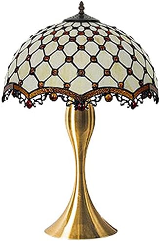 Оито Медитерански класичен табела за ламба Тифани, витраж со стаклена маса со кристални мониста за дневна соба за дневна соба во кревет Студија