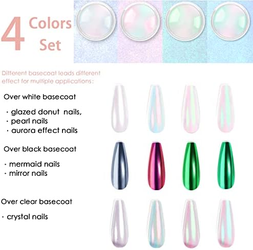 Металик огледало на ноктите на Allstarry Chrome Nail Pigment Chrome Iridescent Aurora Nail сјај сирена бисер сјај за прашина за декорација