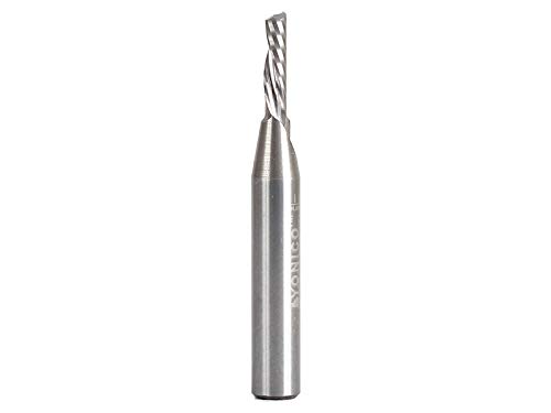 Yonico Solid Carbide Single Flute Downcut End Mill Router Bits CNC Spiral O FLUTE 1/8-инчен дијаметар 1/4-инчен Shank 32012-SC