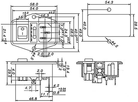 1SET 10A 250V модул приклучок Рокер прекинувач за машки приклучок за моќност 3 пин IEC320 C14 прекинувач Осигурувач