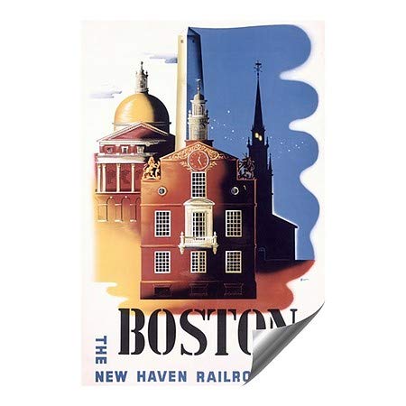 CGSignLab | Бостон, м -р, Railу Хевен железничка пруга, гроздобер постер, од Бен Насон Отворен контури на контури | 24 x36