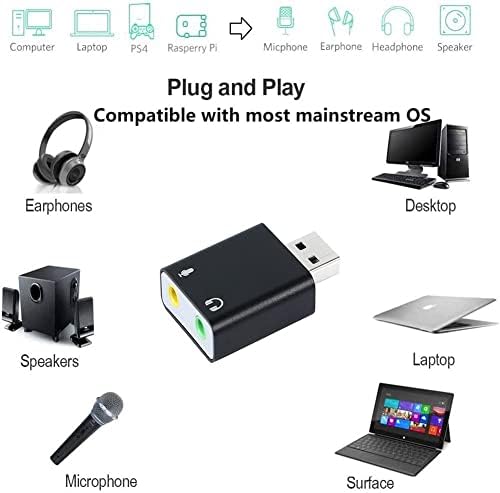QIANRENON USB На Надворешен Аудио Стерео Звучен Адаптер со 3,5 mm Слушалки и Приклучок За Микрофон ЗА Лаптоп Таблет Десктоп PS 4/5 Поддршка