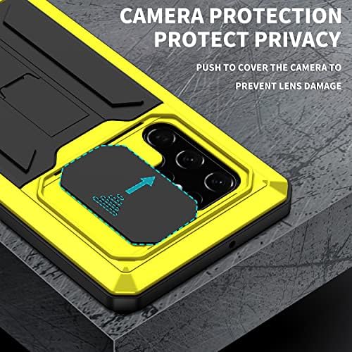 Simicoo Samsung S22 Случај со Заштитник На Екранот Камера, Samsung S22 Солиден Воен Метал Тешки Водоотпорен Случај Со Штанд Екран Заштитник Слајд Камера Капак За Човекот Отворен